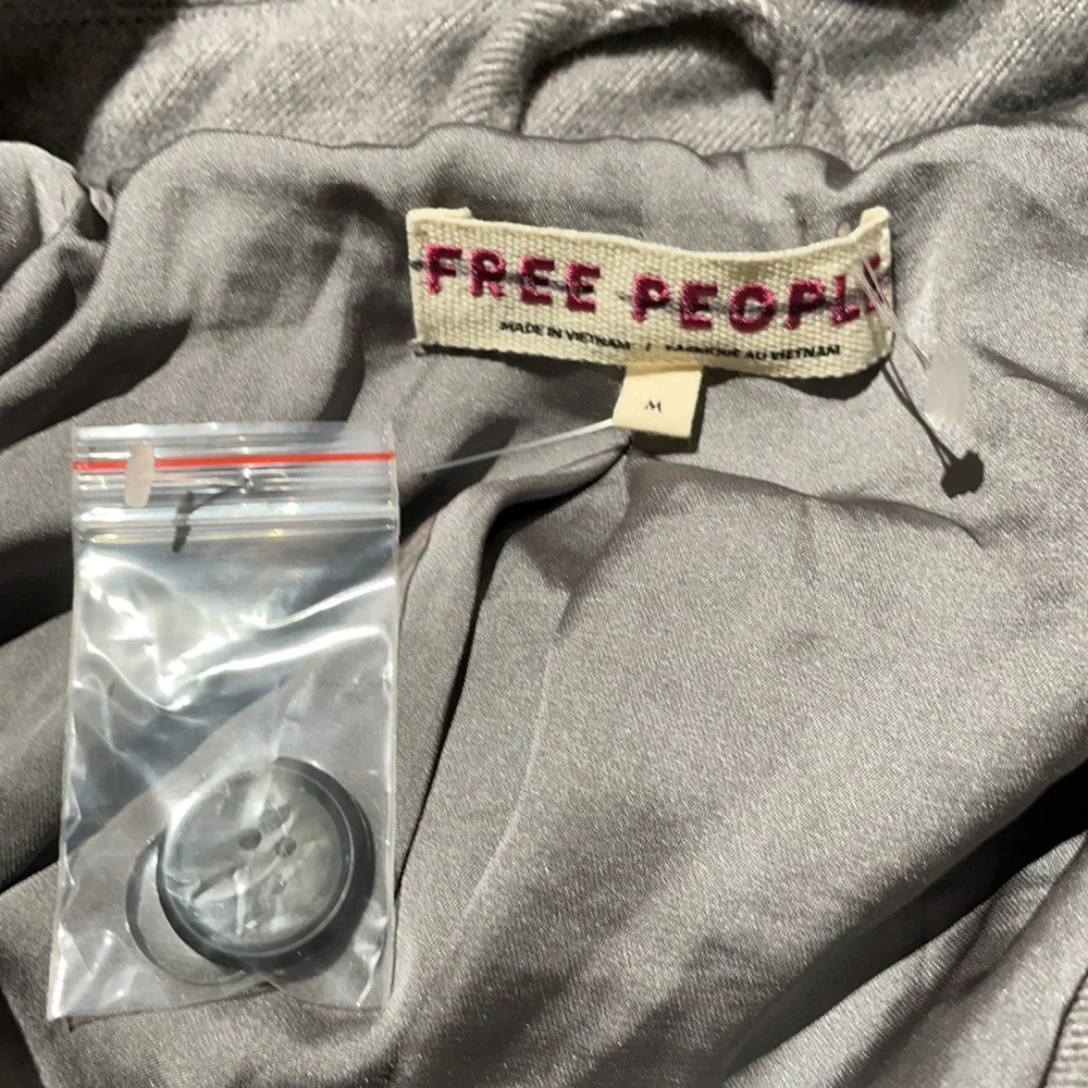 NWT Free People Hannah Slouchy Double Breasted Blazer Gray